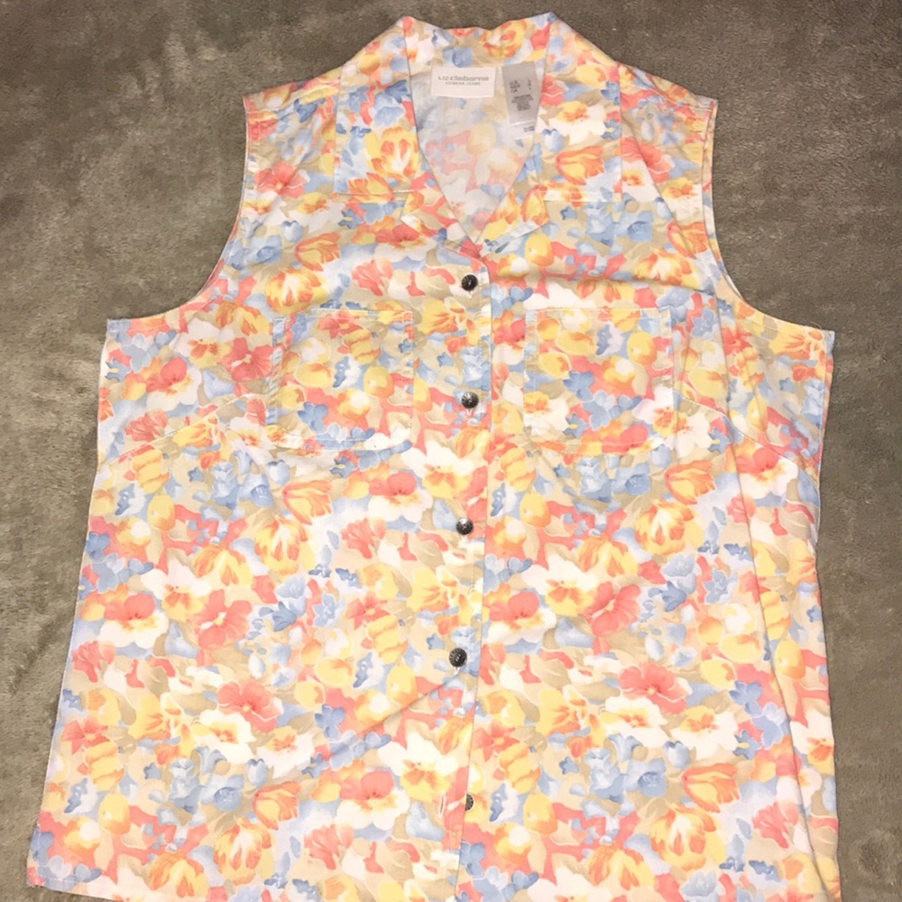Liz Claiborne Lizwear jeans sleeveless buttondown